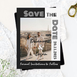 黒スタイリッシュコンテンポラリーと白の日付を保存 セーブザデート