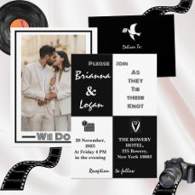 黒スタイリッシュコンテンポラリー白結婚の