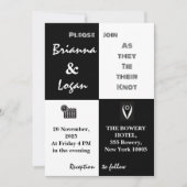 黒スタイリッシュコンテンポラリー白結婚の 招待状 (正面)