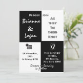 黒スタイリッシュコンテンポラリー白結婚の 招待状 (スタンド正面)