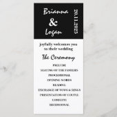 黒スタイリッシュコンテンポラリー白結婚式 プログラム (正面)