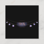 黒スタイリッシュバラ金ゴールドと紫(イニシャル付) スクエア名刺 (正面)