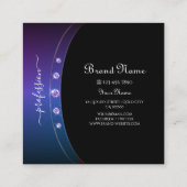 黒スタイリッシュバラ金ゴールドと紫(イニシャル付) スクエア名刺 (裏面)