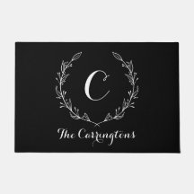 黒スタイリッシュパーソナライズされた前面ドアマット |大