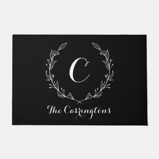 黒スタイリッシュパーソナライズされた前面ドアマット |大 ドアマット (正面)