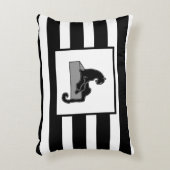 黒スタイリッシュヒョウ猫モダン白 アクセントクッション (正面(垂直))