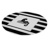 黒スタイリッシュヒョウ猫モダン白 カッティングボード (角)