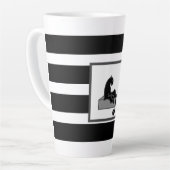 黒スタイリッシュヒョウ猫モダン白 カフェラテマグ (左アングル)