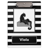 黒スタイリッシュヒョウ猫モダン白 クリップボード (正面)