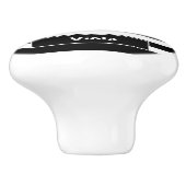 黒スタイリッシュヒョウ猫モダン白 セラミックノブ (側面)