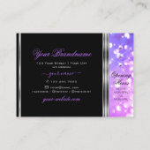 黒スタイリッシュピンクパープルグリッターダイアモンズシルバー 名刺 (裏面)