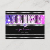 黒スタイリッシュピンクパープルグリッターダイアモンズシルバー 名刺 (正面)