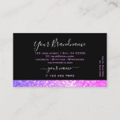 黒スタイリッシュピンクパープルスパークルグリッター輝き 名刺 (裏面)