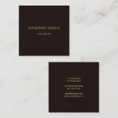 黒スタイリッシュベルベット金ゴールドルック文字フォントテンプレート スクエア名刺 (正面/裏面)