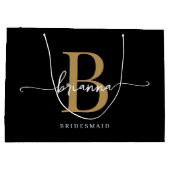 黒スタイリッシュミニマル金ゴールドモノグラムガーリースクリプト ラージペーパーバッグ (裏面)