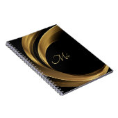 黒スタイリッシュモダンと金ゴールドモノグラムのスクリプト名 ノートブック (右側)