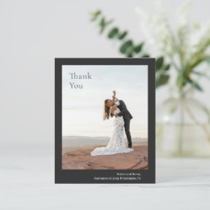 黒スタイリッシュモダン予算結婚のサンキューカード