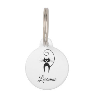 黒スタイリッシュモダン巻き尻尾 ペット　ネームタグ