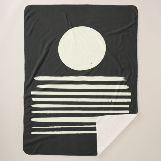 黒スタイリッシュモダン白抽象芸術アート シェルパブランケット (正面)
