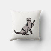 黒スタイリッシュモダン線の猫とスクリプト クッション (裏面)