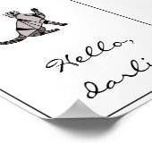 黒スタイリッシュモダン線の猫とスクリプト ポスター (角)