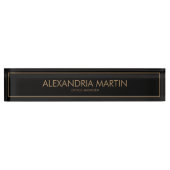 黒スタイリッシュモダン金ゴールドオフィスマネージャー デスクネームプレート (正面)