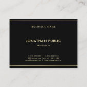 黒スタイリッシュモダン金ゴールドラグジュアリカッコいいシンプルプレーン 名刺 (裏面)