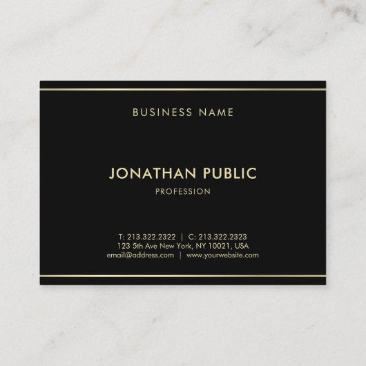 黒スタイリッシュモダン金ゴールドラグジュアリカッコいいシンプルプレーン 名刺 (裏面)