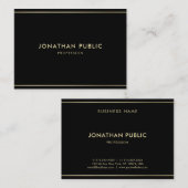 黒スタイリッシュモダン金ゴールドラグジュアリカッコいいシンプルプレーン 名刺 (正面/裏面)