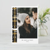 黒スタイリッシュモダン&金ゴールド格子写真クリスマス シーズンカード (スタンド正面)