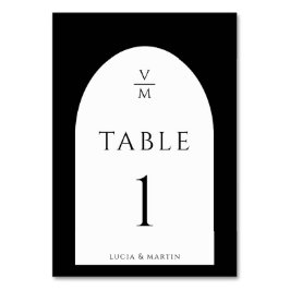 黒スタイリッシュモノグラムイニシャル名結婚: テーブルナンバー
