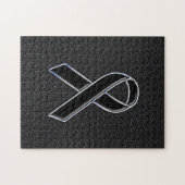 黒スタイリッシュリボン認識度 ジグソーパズル (横)