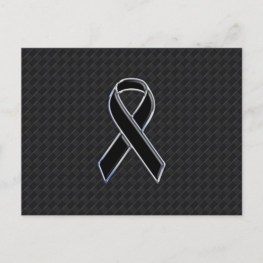 黒スタイリッシュリボン認識度 ポストカード (正面)
