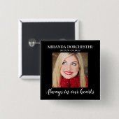 黒スタイリッシュ写真葬儀 缶バッジ (正面&裏面)