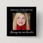 黒スタイリッシュ写真葬儀 缶バッジ (正面)