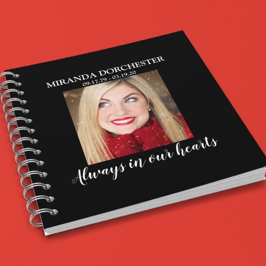 黒スタイリッシュ写真葬式ゲスト ノートブック