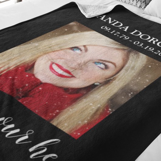 黒スタイリッシュ写真追悼式 フリースブランケット