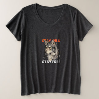 黒スタイリッシュ半キツネプリントTシャツ – トレンディー プラスサイズTシャツ