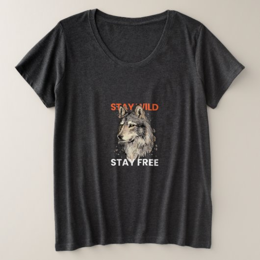 黒スタイリッシュ半キツネプリントTシャツ – トレンディー プラスサイズTシャツ (デザイン正面)