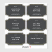 黒スタイリッシュ台所食料品保管ラベル シール (シート)