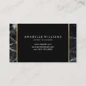 黒スタイリッシュ大理石と金ゴールド印刷テクスチャ 名刺 (裏面)