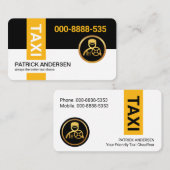 黒スタイリッシュ層に黄ストライプ色タクシー用 名刺 (正面/裏面)