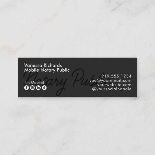 黒スタイリッシュ文字公証人公共金ゴールドペンNib スキニー名刺 (裏面)