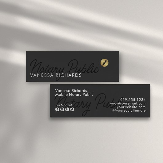 黒スタイリッシュ文字公証人公共金ゴールドペンNib スキニー名刺