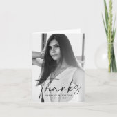 黒スタイリッシュ文字写真卒業 サンキューカード (正面)
