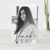 黒スタイリッシュ文字写真卒業 サンキューカード (正面)
