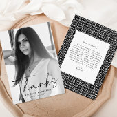 黒スタイリッシュ文字写真卒業 サンキューカード