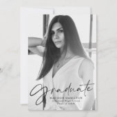 黒スタイリッシュ文字写真卒業 案内状 (正面)