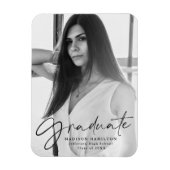 黒スタイリッシュ文字卒業発表写真 マグネット (縦)