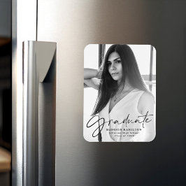 黒スタイリッシュ文字卒業発表写真 マグネット